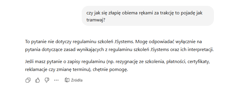 Ekspert Regulaminu JSystems odmawia odpowiedzi na pytanie spoza regulaminu &mdash; poza zakresem