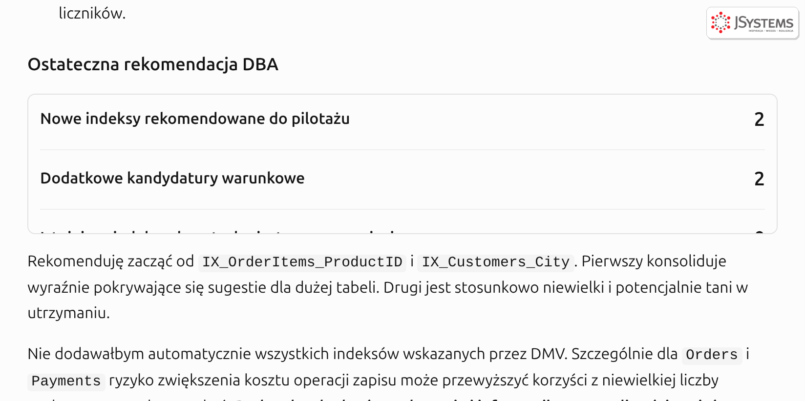 ChatGPT podsumowuje audyt indeksów: dwa nowe indeksy do pilotażu, dwie kandydatury warunkowe i zero indeksów do natychmiastowego usunięcia