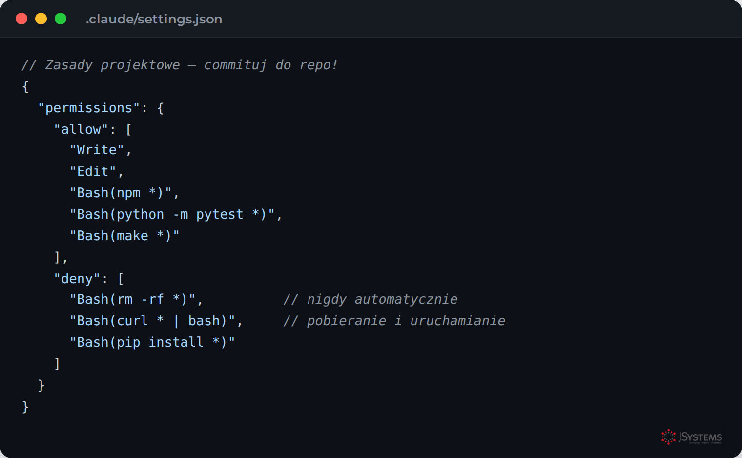 Projektowy plik .claude/settings.json