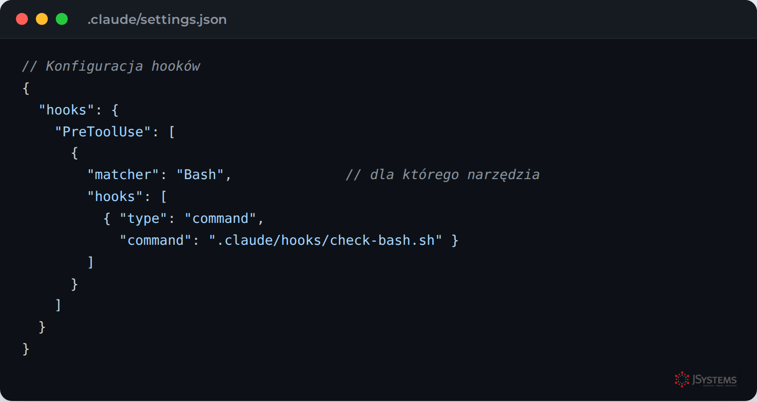 Konfiguracja hooks w settings.json