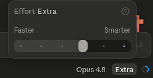 Suwak effort w aplikacji desktopowej na xhigh (Extra)