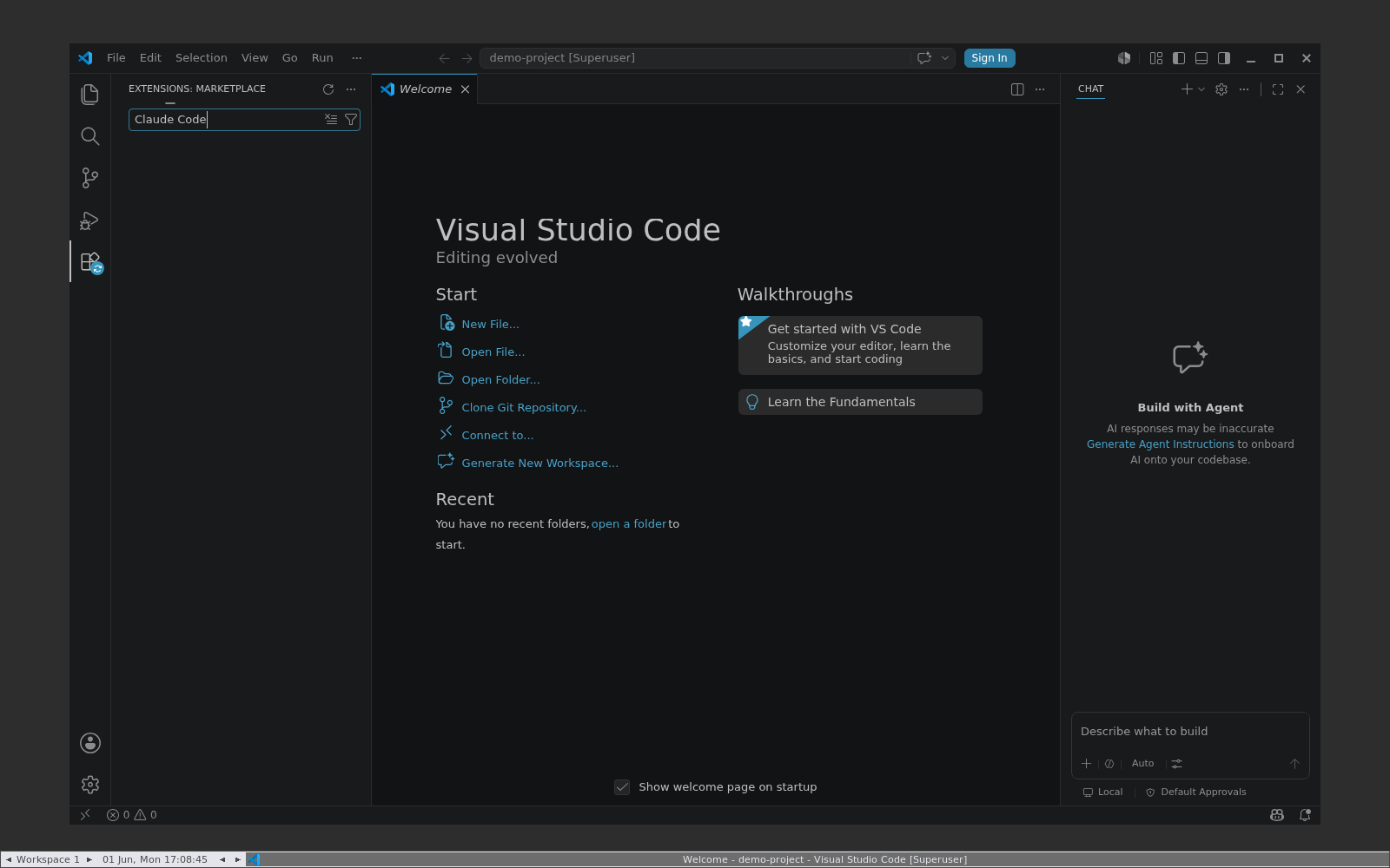 VS Code -  wyszukiwanie Claude Code w Marketplace