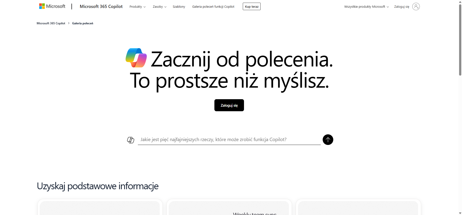 Galeria poleceń funkcji Copilot - Microsoft 365