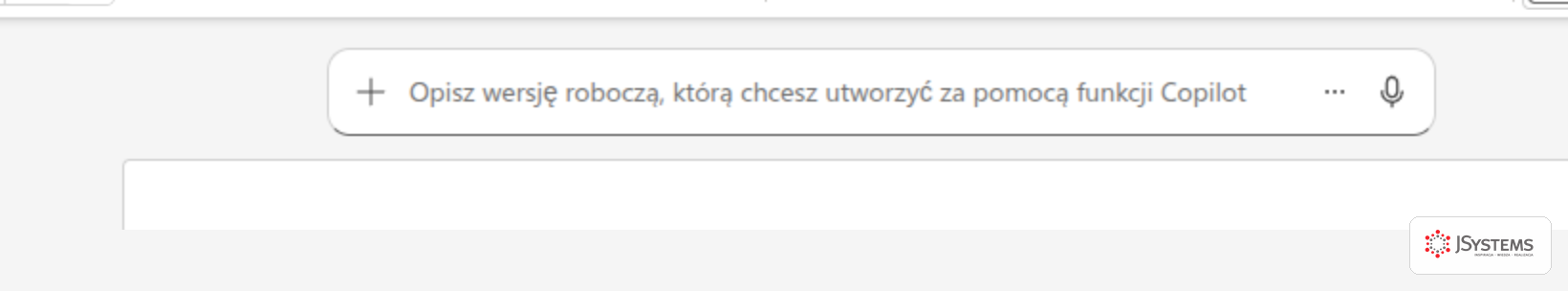 Pusty dokument Word w przeglądarce z polem Opisz wersję roboczą, którą chcesz utworzyć za pomocą funkcji Copilot, umieszczonym nad pierwszą stroną dokumentu