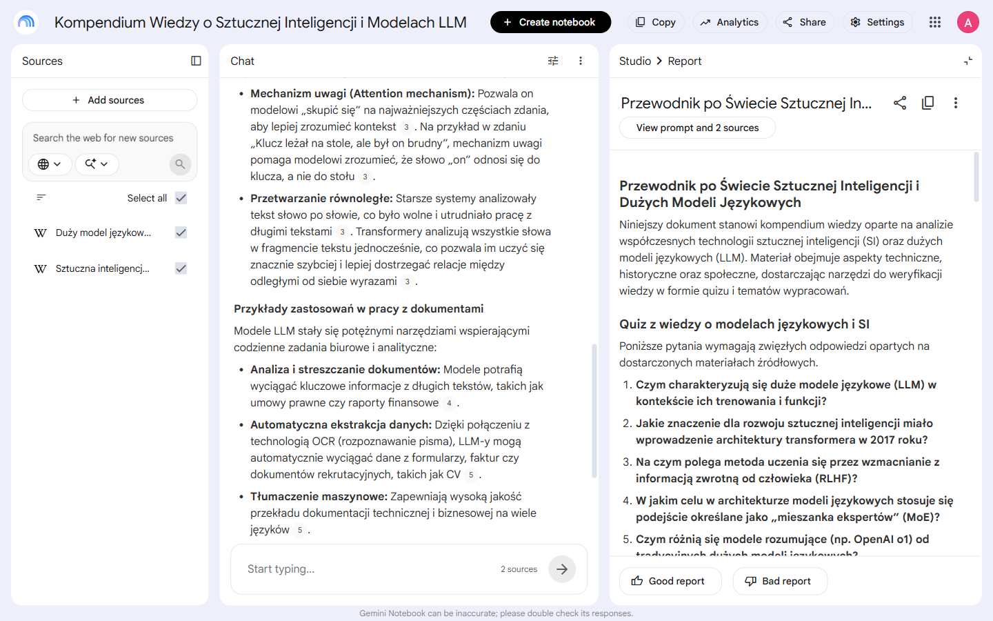 Przewodnik do nauki wygenerowany po polsku przez NotebookLM