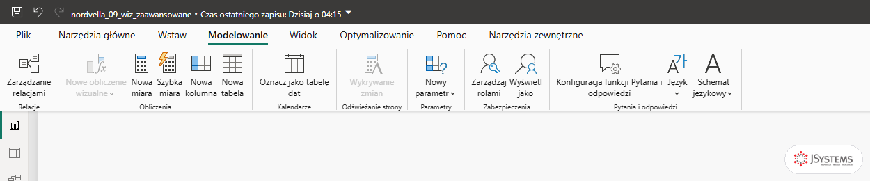 Wstążka Modelowanie w Power BI Desktop z grupą Parametry i przyciskiem Nowy parametr