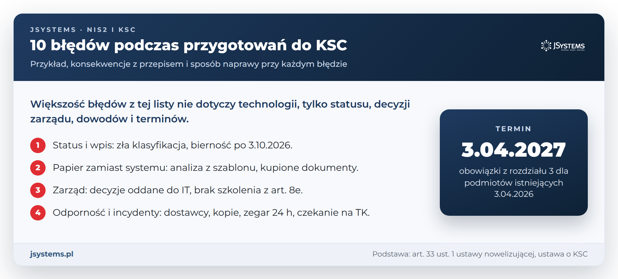 10 błędów podczas przygotowań do KSC: status i wpis, dokumenty, decyzje zarządu, dostawcy, kopie i zegar 24 godzin